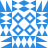 Blue and white pixelated pattern with four central circular shapes surrounded by angular and cross-like forms.