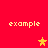 Red background with four yellow 'example' text strings and three star icons in yellow and orange hues.