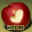 A contact sheet of 17 animated frames showing a red apple with a bite taken out, each frame displaying the text "BITE ME" below it on a green background.