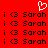Red background with repeated black text and symbols, a white heart symbol at top center.