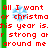 Red pixelated text on white background with blue snowflakes and green vertical bars, displaying a holiday-themed message.