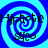 Four identical blue and cyan spiral patterns with text overlays, arranged in a on a light blue background