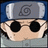 Static 48x48 pixel buddy icon featuring a character's face with large black eyes, gray headband with spiral symbol, and blue background.