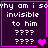 Pixelated text reads 'why am i so invisible to him ???? ????' with a pink heart symbol, displayed in four on dark purple background