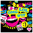 Pixelated icon with pink lips, yellow text bubbles reading "OMG LUV YU" and "LUV U", a heart symbol changing color across frames.