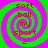 Four identical spiral-patterned icons with green and magenta concentric rings, each displaying red text reading 'soft ball my sport 2' in a pixelated font.