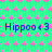 A static image with a green background covered in pink stars, displaying repeated blue text "Hippoo<3" across multiple