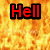 A static image shows red text on a fiery background with partial gray overlay.