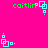 Green text 'caitlin' appears next to a cyan square-based icon on a bright pink background, with multiple identical copies