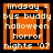 Orange and black pixelated icon with layered squares, text reading "lindsay = bus buddy halloween horror nights '07" in white.
