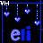 blue heart strings and 'eli' text on black background with white 'VH' labels