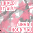 A repeating pattern of pink cherry blossoms on gray branches with overlaid text reading "WHEN I HOLD YOU" and "I HOLD IT ALL" in white block letters.