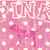 Pink background with white polka dots and a stylized pink figure in mid-jump pose, arms outstretched.