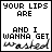 A 6-frame animated contact sheet showing a pixelated text animation where "YOUR LIPS ARE" and "AND I WANNA GET WASHED" remain static while the middle word transforms from V to VO to VOD to VODK to VODKA across frames.