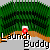 Animated sequence showing a character in various poses against green foliage and gray background with 'Launch Buddy' text.