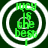 Green text 'lucy is the best' inside white concentric circles on dark green background with visible pixelation.
