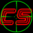 A circular green border encloses a red maze-like symbol on a black background, with a green cross dividing the circle into four quadrants.