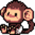 Pixel art monkey mascot with two visible expressions and blue text below, displayed in a contact sheet layout.