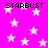 A static image with a bright pink background filled with white stars and repeated "STARBUST" text in black pixelated font.