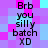 Pixelated text on a of purple and cyan squares reads "Brb you silly batch XD" in two identical vertical