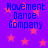 Blue text reading "Movement Dance Company" on a purple background with pink stars, repeated in a pattern
