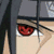 six showing anime character faces with red eyes and headbands, overlaid with red text and symbols on gray backgrounds