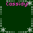 Green background with white dotted and solid lines forming a , pink text 'Cassidy!' repeated four times at intersections, surrounded by white asterisk-like symbols