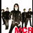 Two side-by-side animated frames of a pixelated group image with red and dark blue text at the bottom, showing slight pose differences between frames.