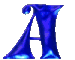 Three of a blue stylized letter A with flowing fabric-like extensions and glowing light effects on a gray background