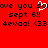Red background with black pixelated text repeating 'love you so sept 6!! devaa! (33' and a white heart symbol in the center.