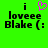 Green background with black text reading "i loveee Blake (:" and a pink pixelated heart above the first 'i'.