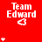 Red background with repeated 'Team Edward' text and heart icons, some hearts animated as white stars.