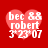 Four identical heart-shaped icons with red background and white text reading 'bec &8 robert 3'23'07', each icon has a slightly blurred appearance.