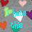 Pixelated heart-patterned background with cyan text changing from 'i hate this' to 'enoughy', then to 'love'.