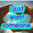 six shows hands forming a heart shape against a sky background, with cyan text reading "I just want someone who makes me laugh listens 2 my problems cheers me up when im sad nd loves m 4 who i am"