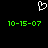 A black background displays a white pixelated heart outline above two green digital date stamps reading 10-15-07.
