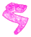 Three pink glittery curved shapes with white outlines on a gray background, each shape slightly different in curvature and position.