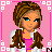 Pixel art contact sheet showing a 3x2 grid of frames from an animated icon featuring a cartoon girl with brown hair, pink and white clothing, and heart-shaped text reading "I love you!" on a pink background.