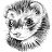 Pixelated grayscale image of a human face with short hair, neutral expression, and visible eyes, nose, mouth, and ears against white background.