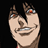 Pixelated anime character with dark hair and red eyes in three distinct expressions across a