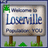 Pixelated sign reading 'Welcome to Loserville' with green foliage and brown posts, next to blue text stating 'i couldn't agree more' on black background.