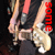 A pixelated image of a person playing guitar with red text overlays reading 'some', 'kind', and 'of' across different sections.