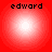 Four identical red circular icons with white gradient centers and black text 'edward' at top, arranged in a on solid red background