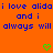 Orange background with blue pixelated text repeating 'i love alida and i always will' across three lines, two green heart symbols at bottom center-right.