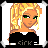 Pixelated cartoon character with blonde hair and green eyes wearing a black strapless top, with text below reading "We have so much in common".