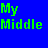 Four quadrant with text: green 'My Middle' on blue, red 'name is' on cyan, yellow 'RAN DOM' on purple