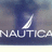 Pixelated static image shows white text 'NAUTICA' with a stylized sailboat icon above it on a gradient background.