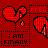 Red background with repeated pixelated heart icons and text 'I AM FINAL!!!' in white, each within a dotted border.