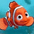 Pixelated orange clownfish with white stripes swims against blue background, next to blue with white text reading "Im Gonna Touch the 'Butt'"