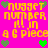 Pixelated text and heart symbols on a bright pink background, with yellow text reading 'nugget number 11 in a 6 piece' and green hearts scattered around.